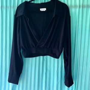 Lovers and friends collared black crop top size S nwot